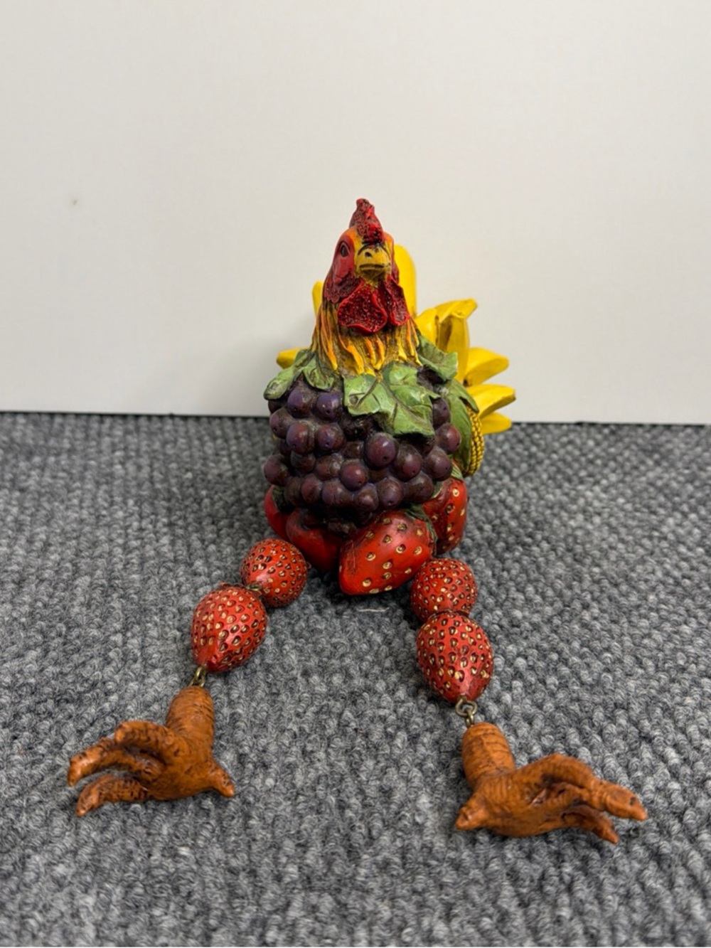 Source Unknown Red Yellow Green Decorative Chicken Figurine